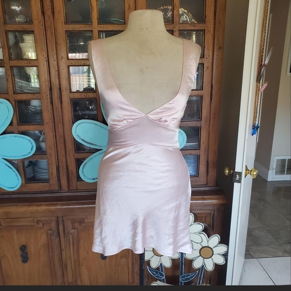 Princess Polly Pink Mini Dress with Satin Finish and Wrap Bodice - Picture 4 of 9